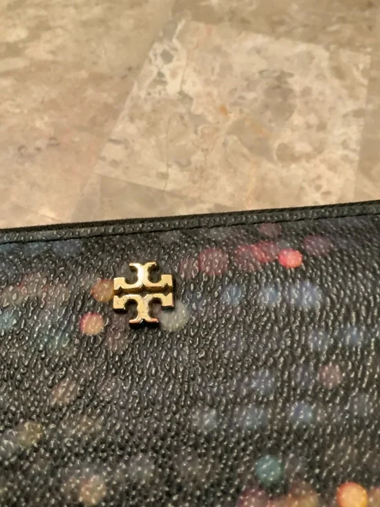 Tory Burch Black Wallet with Multicolor Speckle Print - Picture 7 of 14
